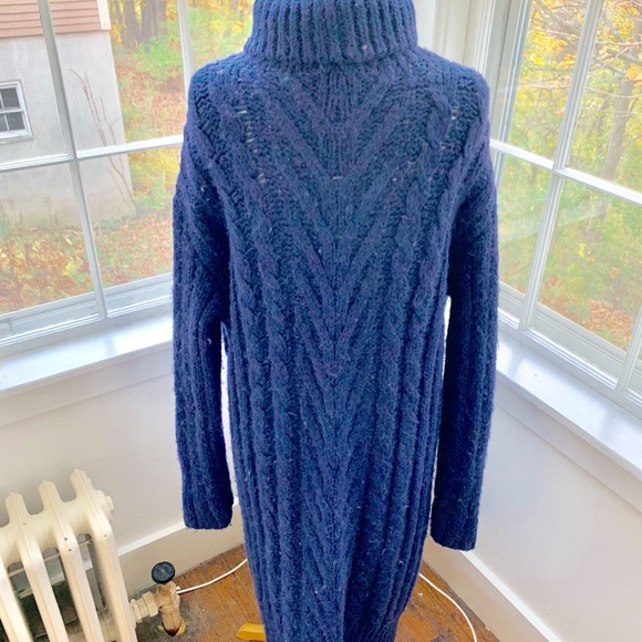 FREE PEOPLE *RARE*midi thick soft alpaca cabled turtleneck sweater dress - Picture 9 of 14